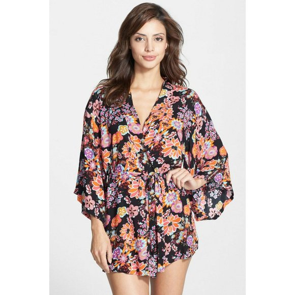 NATORI Floral Decoserie Happi Coat Robe sz S NEW - Picture 12 of 13